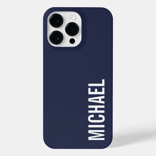 Navy Blue Moderner Minimalistischer Personalisiert iPhone 14 Pro Max Hülle (Rückseite)