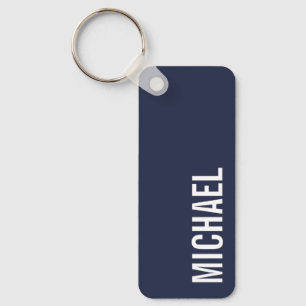 Navy Blue Moderner Minimalistischer Personalisiert Schlüsselanhänger