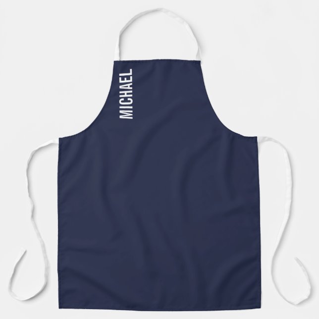 Navy Blue Moderner Minimalistischer Personalisiert Schürze (Vorderseite)