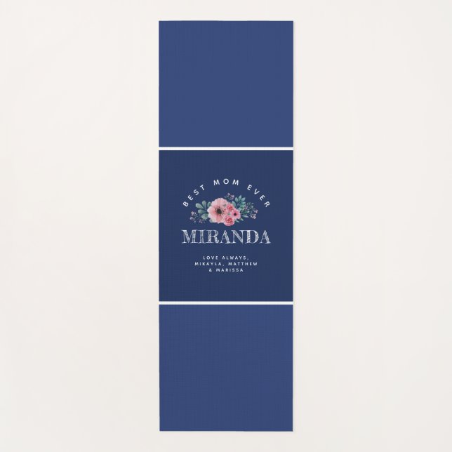 Navy Blue Monogram Best Mama jemals Personalisiert Yogamatte (Vorderseite)