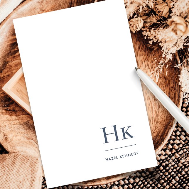 Navy Blue Monogram Classic Personalisiert Briefpapier (Von Creator hochgeladen)