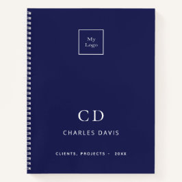 Navy-Blue-Monogram-Firmenlogo Notizbuch
