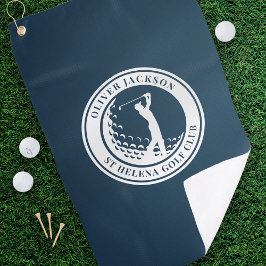 Navy Blue Monogram Golfer Swing Golfhandtuch