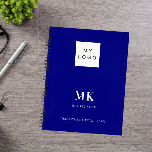 Navy Blue Monogram Initial Business Notizbuch