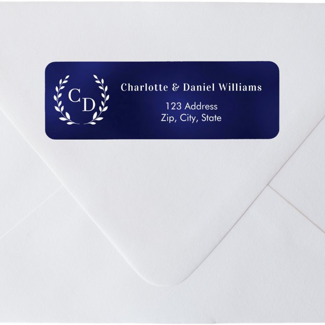 Navy blue monogram initials wreath return address (Von Creator hochgeladen)