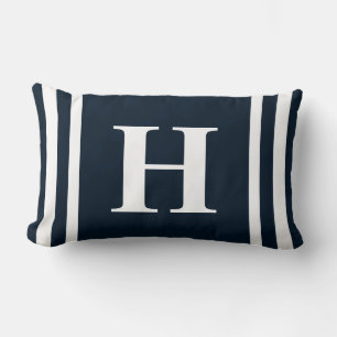 Navy Blue Monogram Lendenkissen