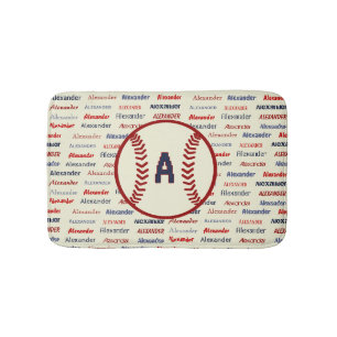 Navy Blue Monogram Name Gips for Kids Baseball Badematte