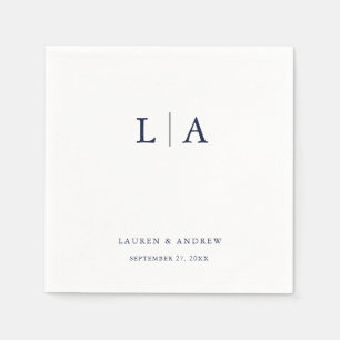 Navy Blue Monogram Simple Minimalistisch Wedding Serviette