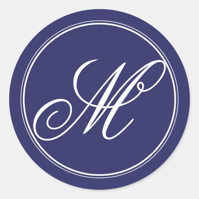 Navy Blue Monogram Stickers (Vorderseite)
