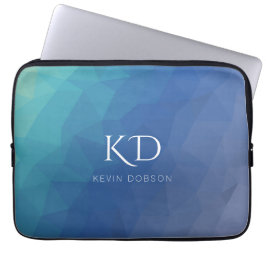 Navy Blue Monogram und Name Simple Laptopschutzhülle