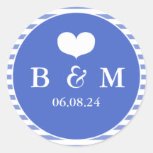 Navy Blue Monogram Wedding Envelop Siegel Sticker