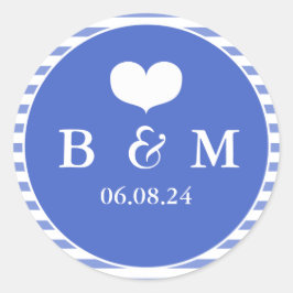 Navy Blue Monogram Wedding Envelop Siegel Sticker