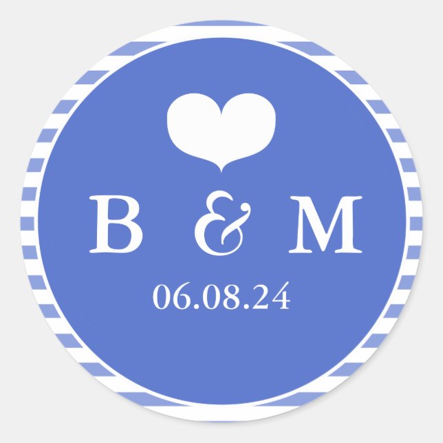 Navy Blue Monogram Wedding Envelop Siegel Sticker (Vorderseite)