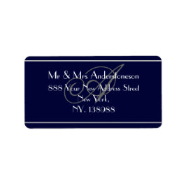 Navy Blue Monogram Wedding RSVP-Adresse Adressaufkleber