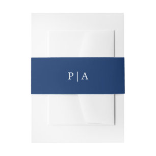 Navy-Blue Monogramm Einfache Hochzeit Einladungsbanderole