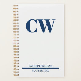 Navy-Blue Monogramm Personalisiert Planer