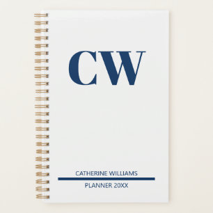 Navy-Blue Monogramm Personalisiert Planer