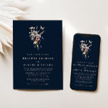 Navy Blue Monogrammed Wedding Invitation Einladung<br><div class="desc">Navy Blue Monogrammed Wedding Invitation. This stylish & elegant wedding boho invitation features gorgeous hand-painted watercolor wildflowers arranged as a lovely and simple bouquet perfect for spring,  summer,  or fall weddings. Find matching items in the Navy Blue Boho Wildflower Wedding Collection.</div>