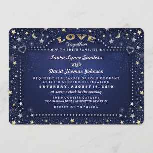 Navy Blue Moon Stars mit Familien laden ein Einladung