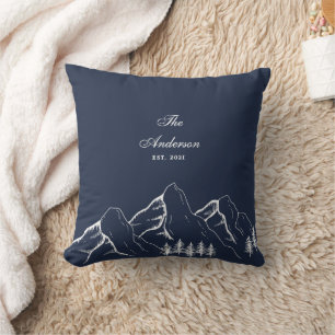 Navy Blue Mountain Pine Family Kissen
