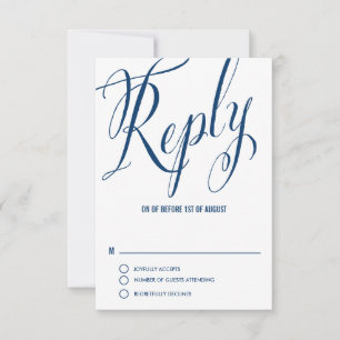 Navy Blue Mr. & Mrs. Elegant Script Wedding RSVP I Karte