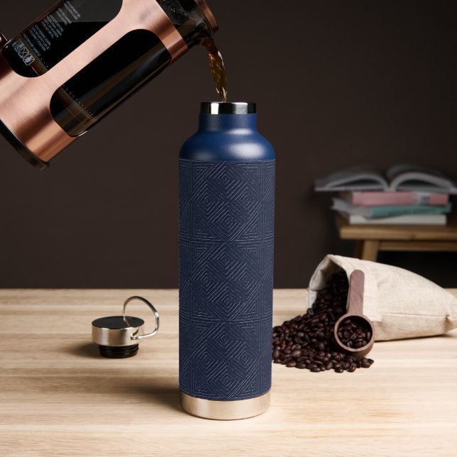 Navy Blue Mud Tuch Inspiriert Diamond Muster Trinkflasche (Kaffee)