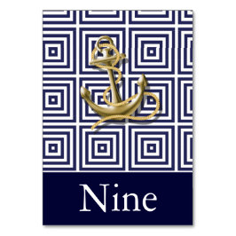 Navy Blue Musteranker für nautische Hochzeit Tischnummer