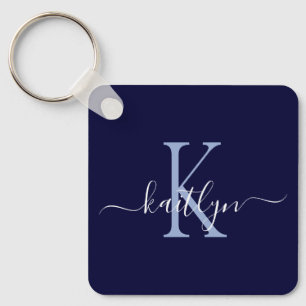 Navy-Blue-Name-Initial-Monogramm Schlüsselanhänger