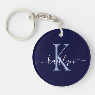 Navy-Blue-Name-Initial-Monogramm Schlüsselanhänger
