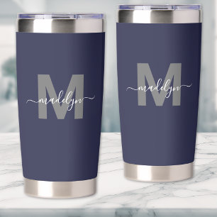 Navy-Blue Namensmonogramm Thermobecher