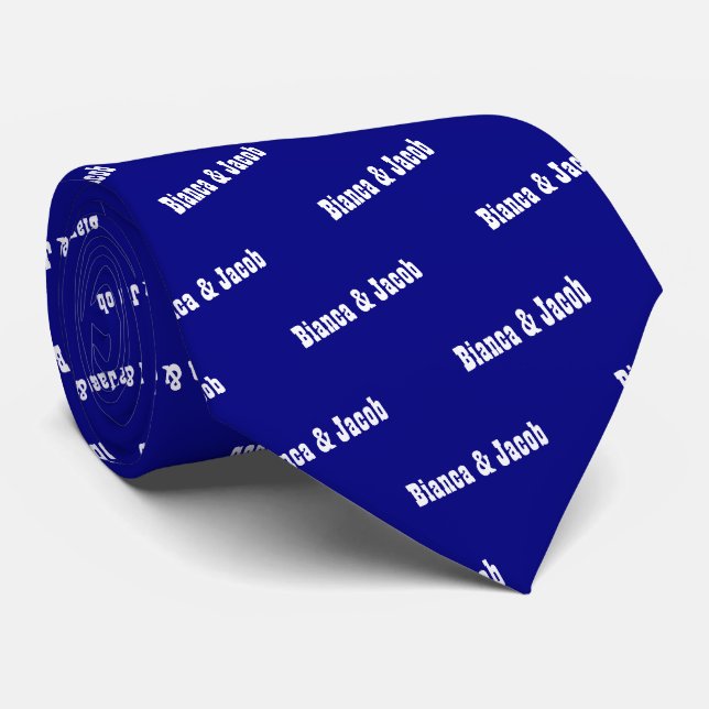 Navy Blue Names wedding Neck Tie Krawatte (Gerollt)