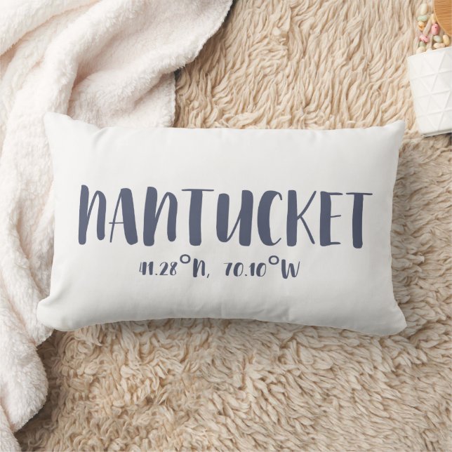 Navy Blue Nantucket Coordinates Beach House Lendenkissen (Decke)