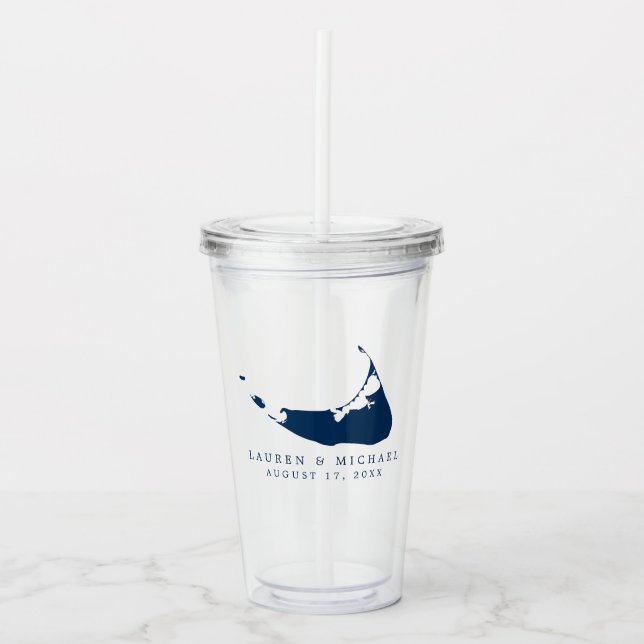 Navy Blue Nantucket Island ACK Gastgeschenk Hochze Acryltrinkbecher (Vorderseite)
