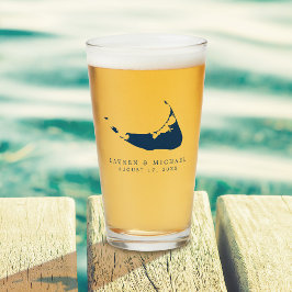 Navy Blue Nantucket Island ACK Gastgeschenk Hochze Glas