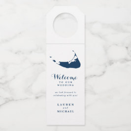 Navy Blue Nantucket Island Gastgeschenk Hochzeit Flaschenanhänger