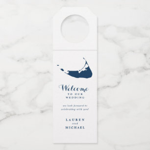 Navy Blue Nantucket Island Gastgeschenk Hochzeit Flaschenanhänger