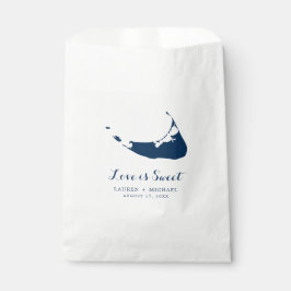 Navy Blue Nantucket Island Map Gastgeschenk Hochze Geschenktütchen