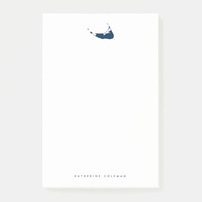 Navy Blue Nantucket Island Map Monogram Post-it Klebezettel (Vorderseite)