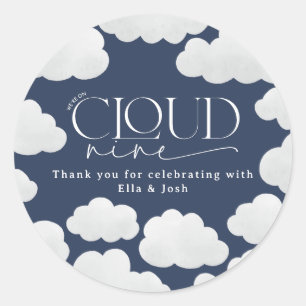 Navy Blue Natural Cloud 9 Dusche modern stilvoll Runder Aufkleber