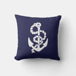 Navy Blue Nautic Anchor Outdoor Throw Kissen Für Draußen