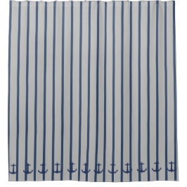 Navy Blue Nautic Classic Anchor Duschvorhang
