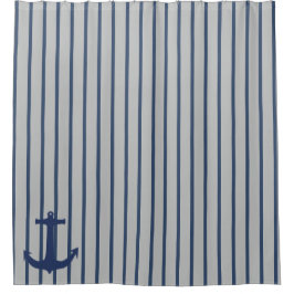 Navy Blue Nautic Classic Anchor Duschvorhang