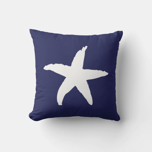 Navy Blue Nautic Sea Star Kissen (Vorderseite)