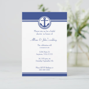 Navy Blue Nautical Anchor Bridal Dusche Einladung