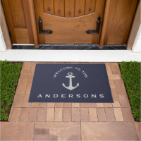 Navy Blue Nautical Anchor Custom Welcome