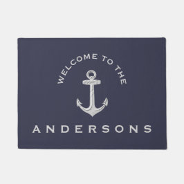 Navy Blue Nautical Anchor Custom Welcome Fußmatte