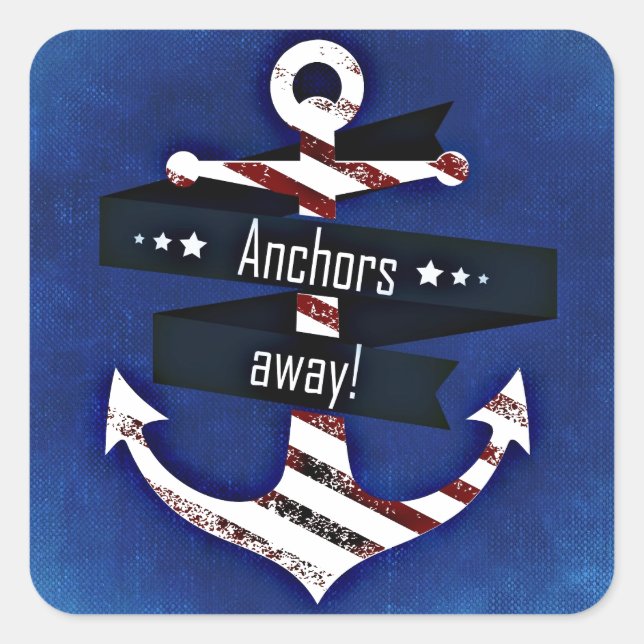 Navy Blue Nautical Anchor Quadratischer Aufkleber (Vorderseite)