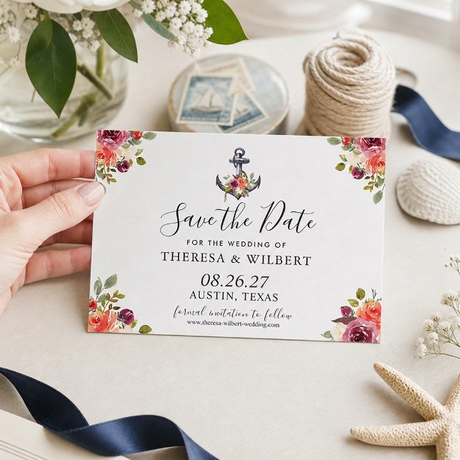 Navy Blue Nautical Anchor Save the Date (Von Creator hochgeladen)