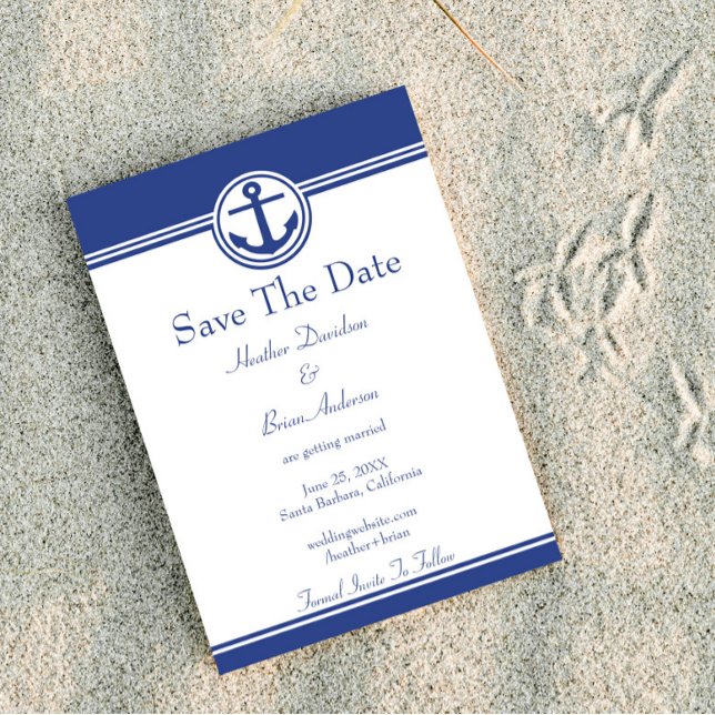Navy Blue Nautical Anchor Save the Date (Navy Blue Nautical Anchor Save the Date)