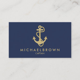Navy Blue Nautical Anchor Visitenkarte